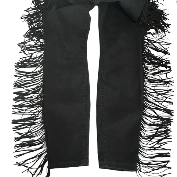 Mother Jeans 26 (S) Swooner Ankle Fringe Black Denim - Picture 5 of 12